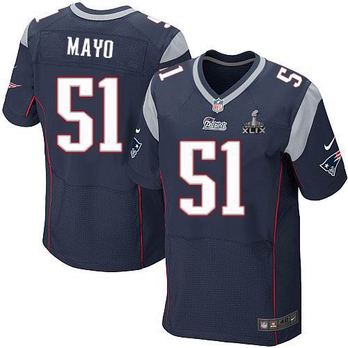 2015 Super Bowl XLIX Jersey Nike New England Patriots 51# Jerod Mayo elite blue Jersey