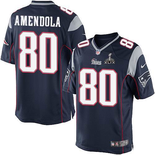 2015 Super Bowl XLIX Jersey Nike New England Patriots 80 Danny Amendola Blue Elite Jerseys