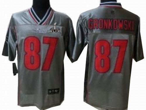 2015 Super Bowl XLIX Jersey Nike New England Patriots 87# Rob Gronkowski Elite Grey Vapor Jersey