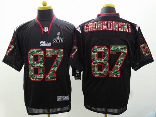 2015 Super Bowl XLIX Jersey Nike New England Patriots 87# Rob Gronkowski black camo elite Jersey