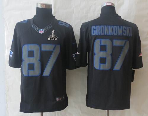 2015 Super Bowl XLIX Jersey Nike New England Patriots 87 Rob Gronkowski Impact Limited Black Jerseys