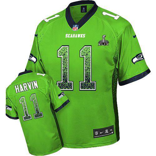 2015 Super Bowl XLIX Jersey Nike Seattle Seahawks #11 Percy Harvin Green Elite Drift Fashion Jersey