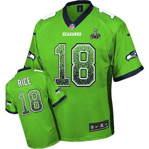2015 Super Bowl XLIX Jersey Nike Seattle Seahawks #18 Sidney Rice Green Elite Drift Fashion Jersey