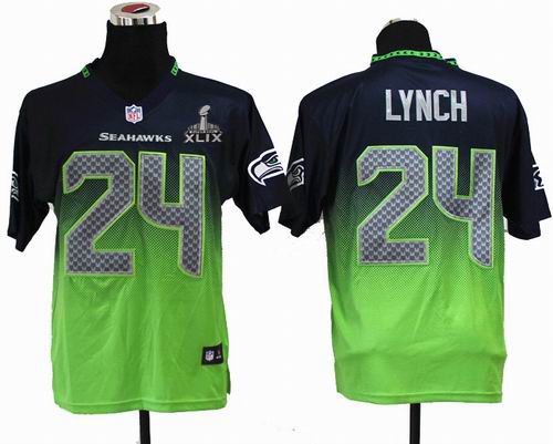 2015 Super Bowl XLIX Jersey Nike Seattle Seahawks #24 Marshawn Lynch Elite Drift II Fashion Jersey