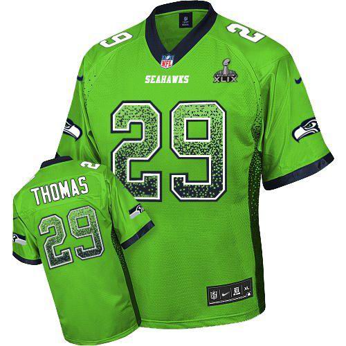 2015 Super Bowl XLIX Jersey Nike Seattle Seahawks #29 Earl Thomas Green Elite Drift Fashion Jersey