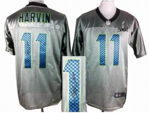 2015 Super Bowl XLIX Jersey Nike Seattle Seahawks 11# Percy Harvin Grey Shadow signature jerseys