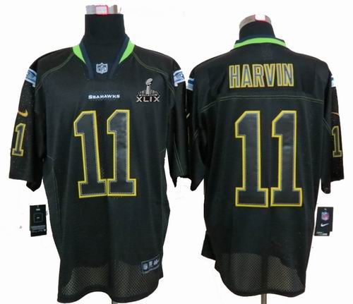 2015 Super Bowl XLIX Jersey Nike Seattle Seahawks 11 Percy Harvin Lights Out Black elite Jersey
