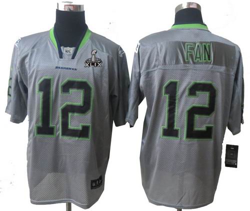 2015 Super Bowl XLIX Jersey Nike Seattle Seahawks 12 Fan Lights Out grey Elite jerseys