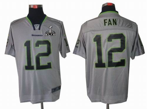 2015 Super Bowl XLIX Jersey Nike Seattle Seahawks 12th Fan Lights Out Grey elite Jersey