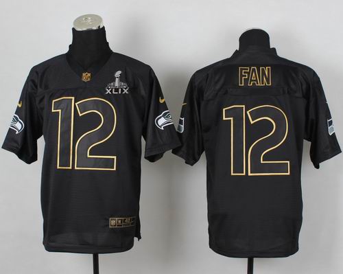2015 Super Bowl XLIX Jersey Nike Seattle Seahawks 12th Fan PRO Gold lettering fashion jerseys