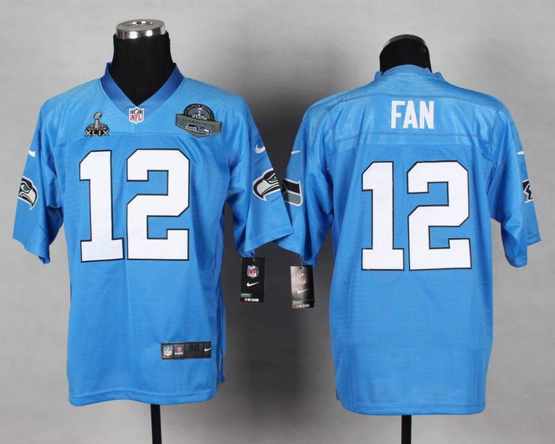 2015 Super Bowl XLIX Jersey Nike Seattle Seahawks 12th Fan blue Elite 2014 champions patch jerseys