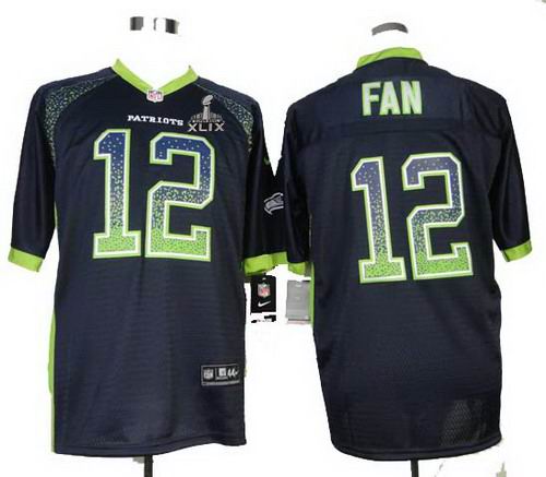 2015 Super Bowl XLIX Jersey Nike Seattle Seahawks 12th Fan blue Elite Drift Fashion Jersey