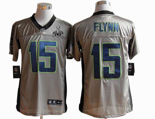 2015 Super Bowl XLIX Jersey Nike Seattle Seahawks 15# Matt Flynn Gray shadow elite jerseys