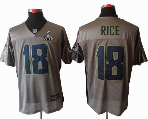 2015 Super Bowl XLIX Jersey Nike Seattle Seahawks 18# Sidney Rice Gray shadow elite jerseys