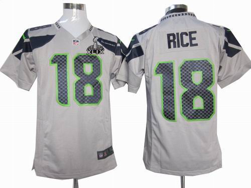 2015 Super Bowl XLIX Jersey Nike Seattle Seahawks 18# Sidney Rice grey elite Jersey