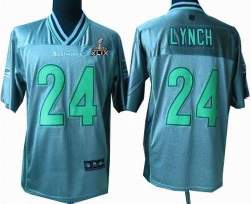 2015 Super Bowl XLIX Jersey Nike Seattle Seahawks 24# Marshawn Lynch Elite Grey Vapor Jersey