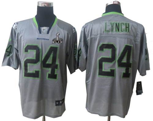2015 Super Bowl XLIX Jersey Nike Seattle Seahawks 24# Marshawn Lynch Lights Out grey Elite jerseys