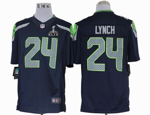 2015 Super Bowl XLIX Jersey Nike Seattle Seahawks 24# Marshawn Lynch Team color limited Jersey