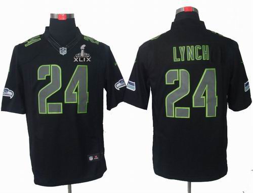 2015 Super Bowl XLIX Jersey Nike Seattle Seahawks 24# Marshawn Lynch black Impact Limited Jersey
