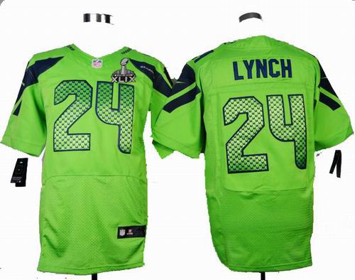 2015 Super Bowl XLIX Jersey Nike Seattle Seahawks 24# Marshawn Lynch green elite Jersey