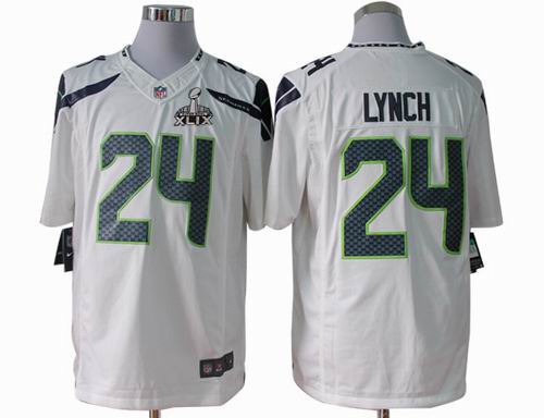 2015 Super Bowl XLIX Jersey Nike Seattle Seahawks 24# Marshawn Lynch white limited Jersey