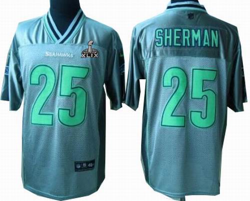 2015 Super Bowl XLIX Jersey Nike Seattle Seahawks 25# Richard Sherman Elite Grey Vapor Jersey