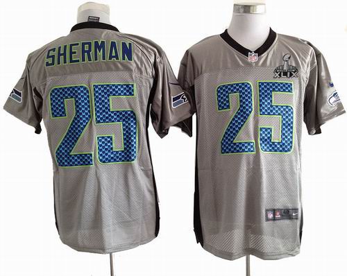 2015 Super Bowl XLIX Jersey Nike Seattle Seahawks 25# Richard Sherman Gray shadow elite jerseys