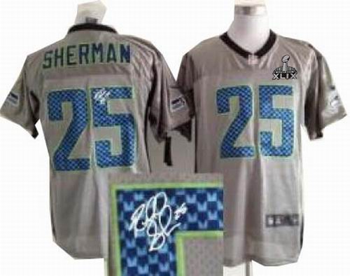 2015 Super Bowl XLIX Jersey Nike Seattle Seahawks 25# Richard Sherman Grey Shadow signature jerseys
