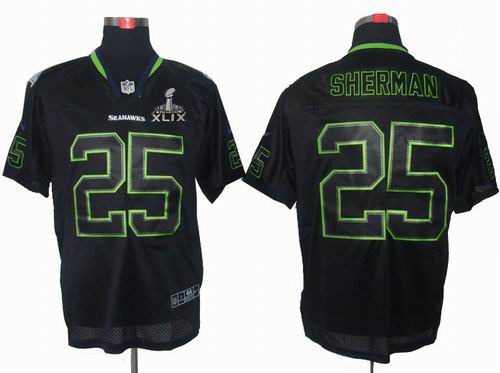 2015 Super Bowl XLIX Jersey Nike Seattle Seahawks 25# Richard Sherman Lights Out black elite Jersey