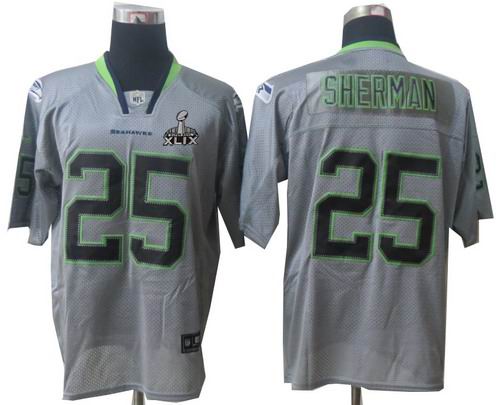 2015 Super Bowl XLIX Jersey Nike Seattle Seahawks 25# Richard Sherman Lights Out grey Elite jerseys
