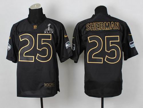 2015 Super Bowl XLIX Jersey Nike Seattle Seahawks 25# Richard Sherman PRO Gold lettering fashion jerseys
