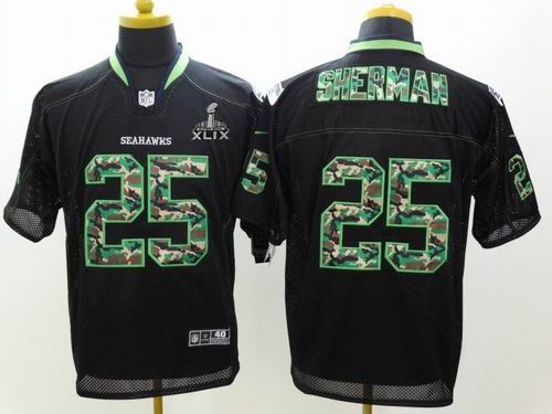 2015 Super Bowl XLIX Jersey Nike Seattle Seahawks 25# Richard Sherman black camo elite Jersey