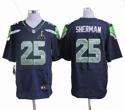 2015 Super Bowl XLIX Jersey Nike Seattle Seahawks 25# Richard Sherman blue team elite Jersey