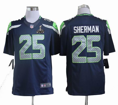 2015 Super Bowl XLIX Jersey Nike Seattle Seahawks 25# Richard Sherman blue team limited Jersey