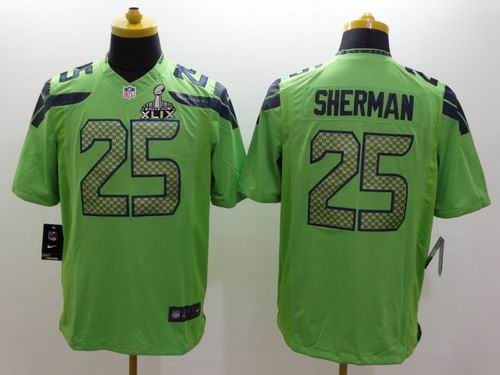 2015 Super Bowl XLIX Jersey Nike Seattle Seahawks 25# Richard Sherman green Game Jersey