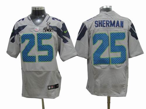 2015 Super Bowl XLIX Jersey Nike Seattle Seahawks 25# Richard Sherman grey elite Jersey