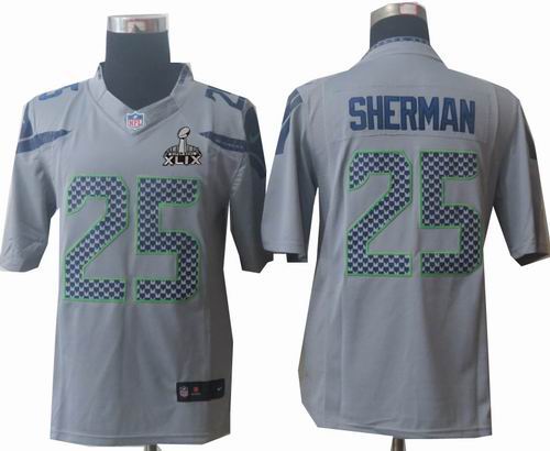 2015 Super Bowl XLIX Jersey Nike Seattle Seahawks 25# Richard Shermanlimited grey Jersey