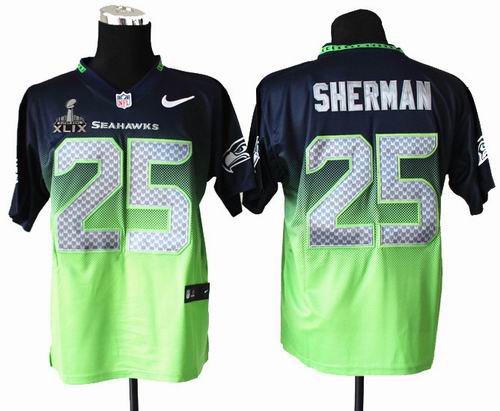 2015 Super Bowl XLIX Jersey Nike Seattle Seahawks 25 Richard Sherman Elite Drift II Fashion Jersey