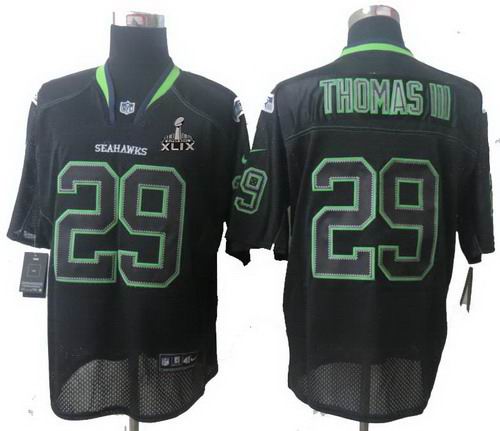 2015 Super Bowl XLIX Jersey Nike Seattle Seahawks 29# Earl Thomas III Lights Out Black Elite Jersey