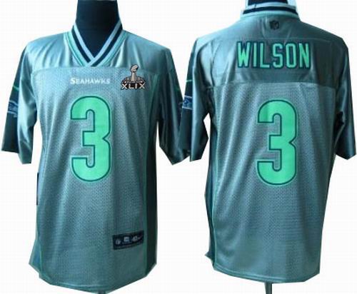 2015 Super Bowl XLIX Jersey Nike Seattle Seahawks 3# Russell Wilson Elite Grey Vapor Jersey