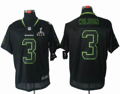 2015 Super Bowl XLIX Jersey Nike Seattle Seahawks 3# Russell Wilson Lights Out Black elite Jersey