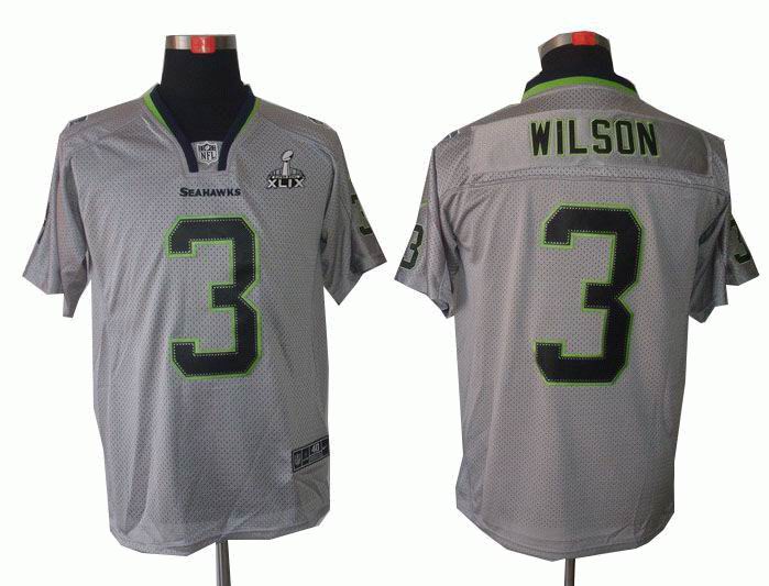 2015 Super Bowl XLIX Jersey Nike Seattle Seahawks 3# Russell Wilson Lights Out grey elite Jersey