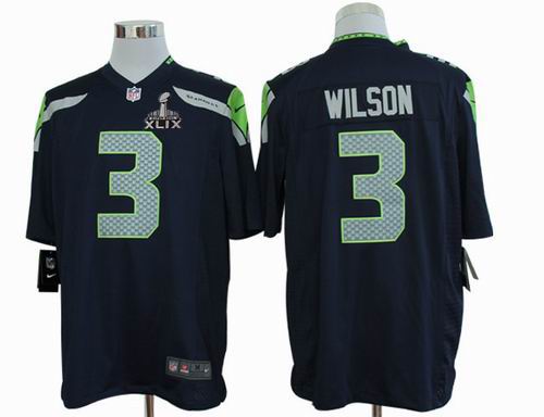 2015 Super Bowl XLIX Jersey Nike Seattle Seahawks 3# Russell Wilson Team Color limited Jersey