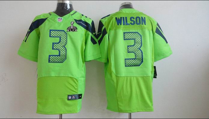 2015 Super Bowl XLIX Jersey Nike Seattle Seahawks 3# Russell Wilson green elite Jersey