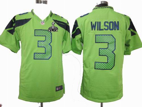 2015 Super Bowl XLIX Jersey Nike Seattle Seahawks 3# Russell Wilson green game Jersey