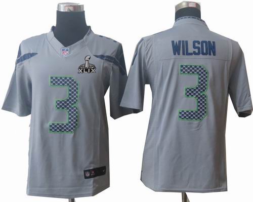 2015 Super Bowl XLIX Jersey Nike Seattle Seahawks 3# Russell Wilson limited grey Jersey