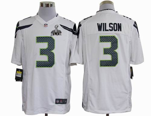 2015 Super Bowl XLIX Jersey Nike Seattle Seahawks 3# Russell Wilson white limited Jersey