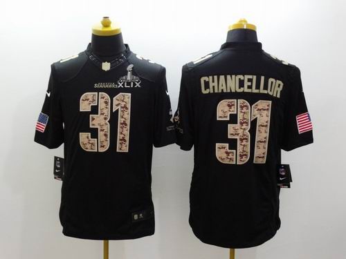 2015 Super Bowl XLIX Jersey Nike Seattle Seahawks 31# Kam Chancellor Limited Black Salute To Service Jersey