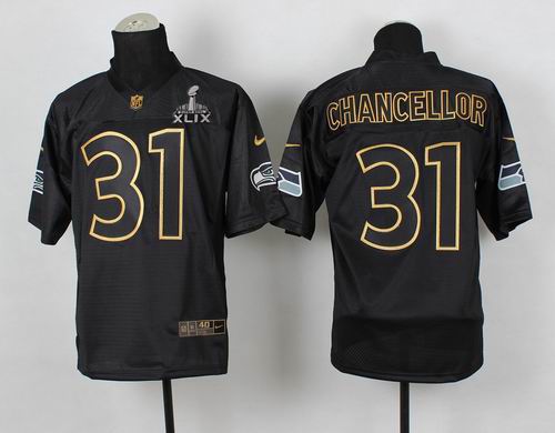 2015 Super Bowl XLIX Jersey Nike Seattle Seahawks 31# Kam Chancellor PRO Gold lettering fashion jerseys