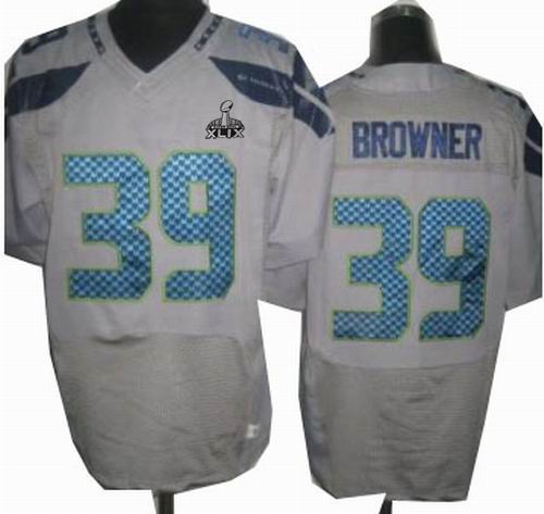 2015 Super Bowl XLIX Jersey Nike Seattle Seahawks 39# Brandon Browner Grey Elite Jerseys